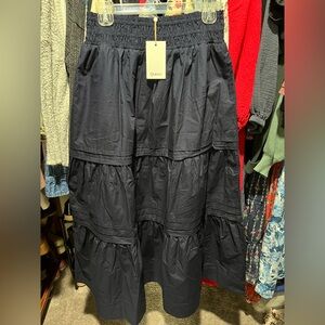 Quince Women's Navy Tiered Maxi Skirt